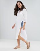New Look Longline Shirt Beach Dress - White