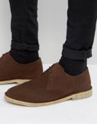 Asos Brogue Shoes In Brown Suede - Brown