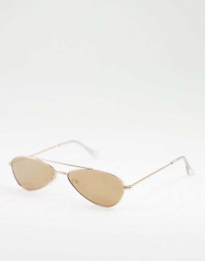 Aj Morgan Snippet Slim Line Aviator Style Sunglasses-gold