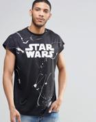 Asos Star Wars Overzied T-shirt With Splatter Print - Black