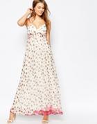 Traffic People Silk Cami Maxi Dress In Polka Dot Print