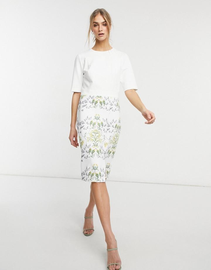 Ted Baker Popina Midi Dress In Cream-white
