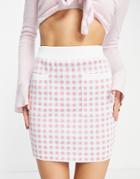Urban Revivo Mini Knit Skirt In Lilac Gingham - Part Of A Set-purple
