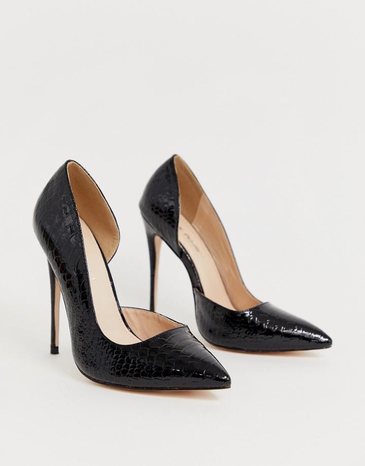 Public Desire Sweet Black Snake Pumps - Black