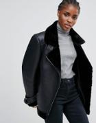 Asos Aviator In Faux Leather - Black
