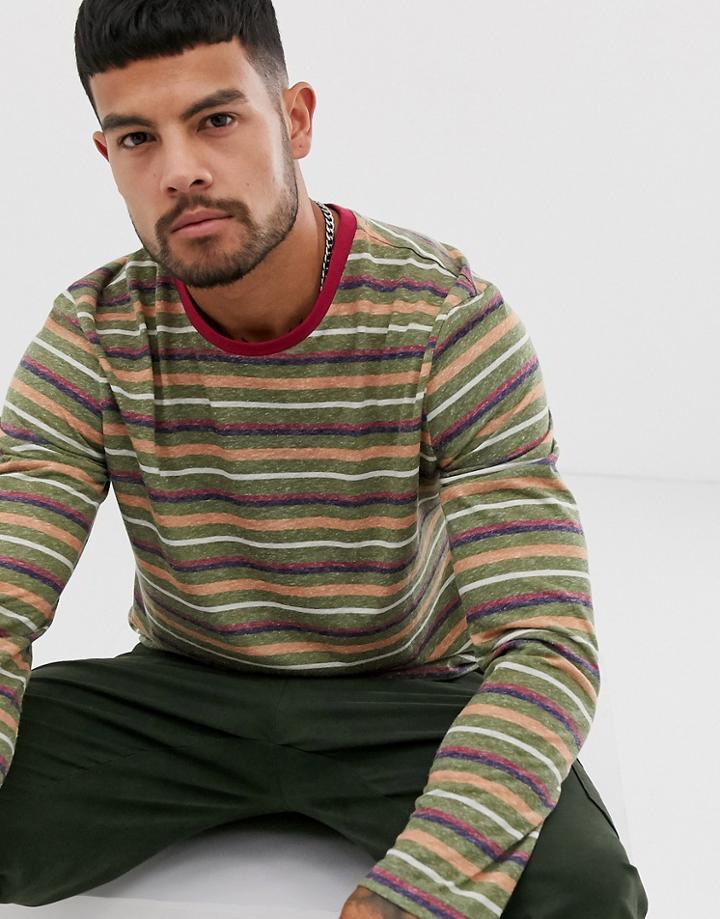 Asos Design Long Sleeve T-shirt In Retro Stripe