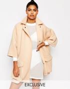 Story Of Lola Neoprene Wrap Front Short Duster Jacket - Nude