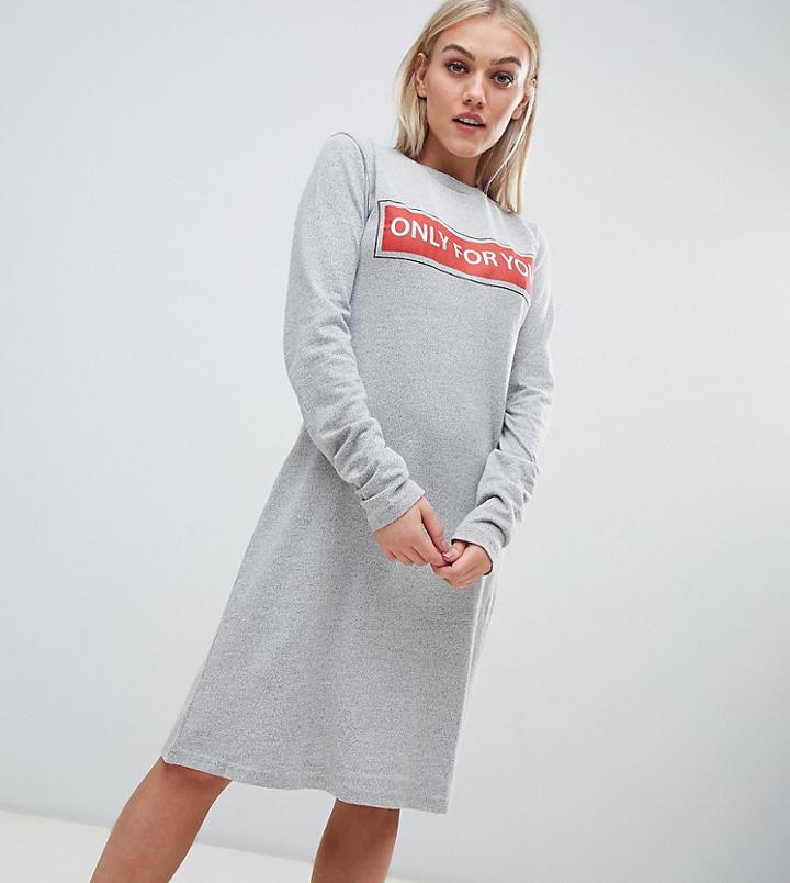 Kubban Petite Print Front T-shirt Dress - Gray