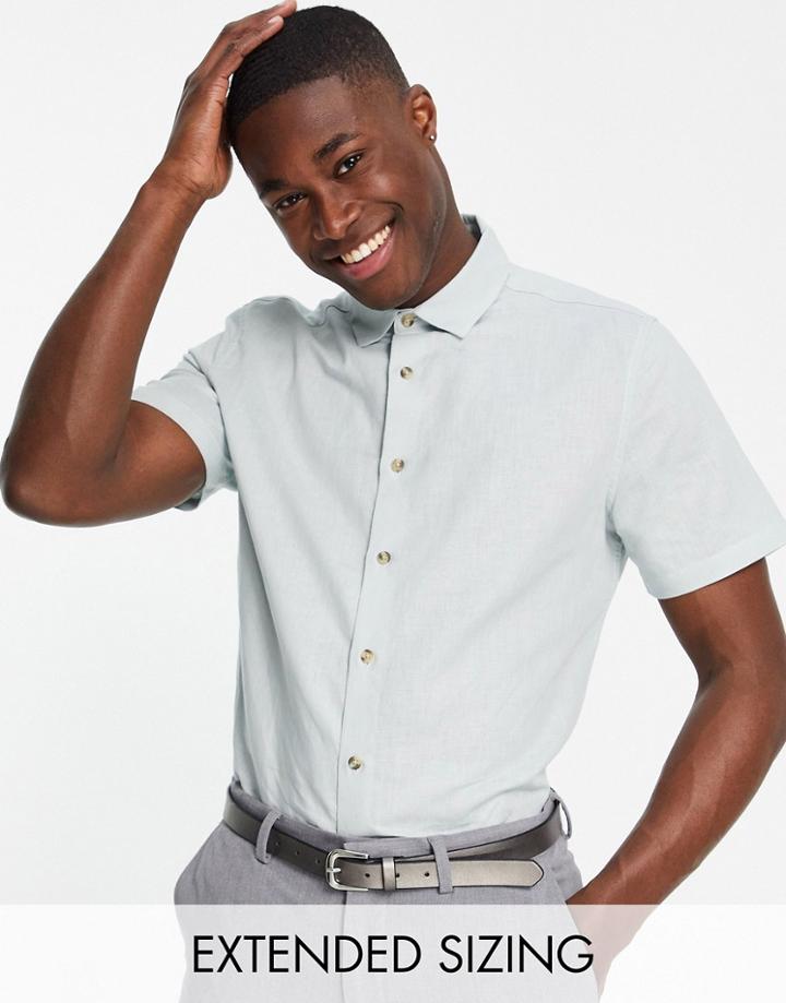 Asos Design Regular Smart Linen Shirt In Mint-green