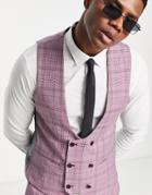 Twisted Tailor Suchet Suit Vest In Tonal Purple Check