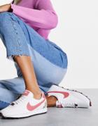 Nike Daybreak Move To Zero Sneakers In White And Burgundy With Floral Embroidery