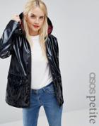 Asos Petite High Shine Rain Trench - Navy