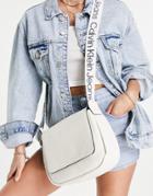 Calvin Klein Jeans Logo Strap Crossbody Bag In Ecru-white