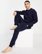 Jack & Jones Premium Knitted Lounge Sweat In Navy - Part Of A Set