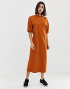 Asos Design Cotton Maxi T-shirt Dress With Split - Orange