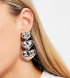 Reclaimed Vintage Inspired Statement Heart Drops Earrings In Silver