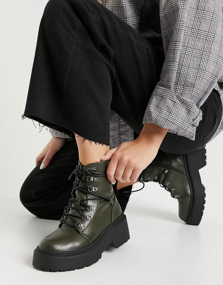 Raid Jackson Lace Up Boots In Khaki-green