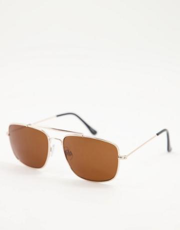 Madein 70s Collection Aviator Style Sunglasses-brown