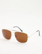 Madein 70s Collection Aviator Style Sunglasses-brown
