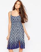 Diya Cami Dress In Geo Print - Blue