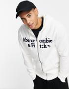 Abercombie & Fitch Zip Through Hoodie In White