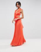 Asos Ruffle Front Side Cut Out Maxi Dress - Multi