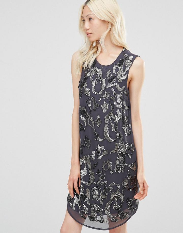 Y.a.s Brilliant Sequin Dress - Phantom W Sequiins