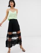 & Other Stories Plisse Mesh Midi Skirt In Black - Black