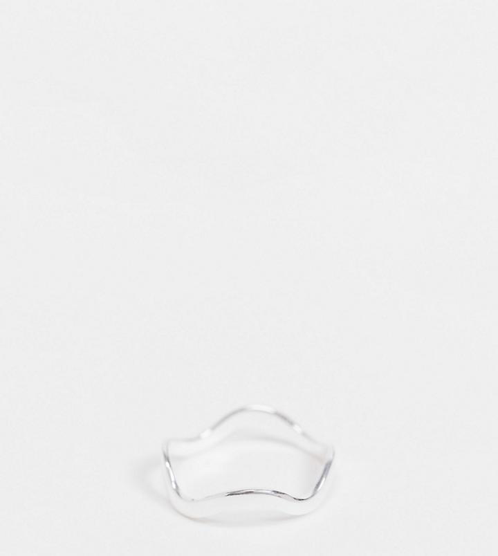 Asos Design Sterling Silver Ring In Sleek Wave Design