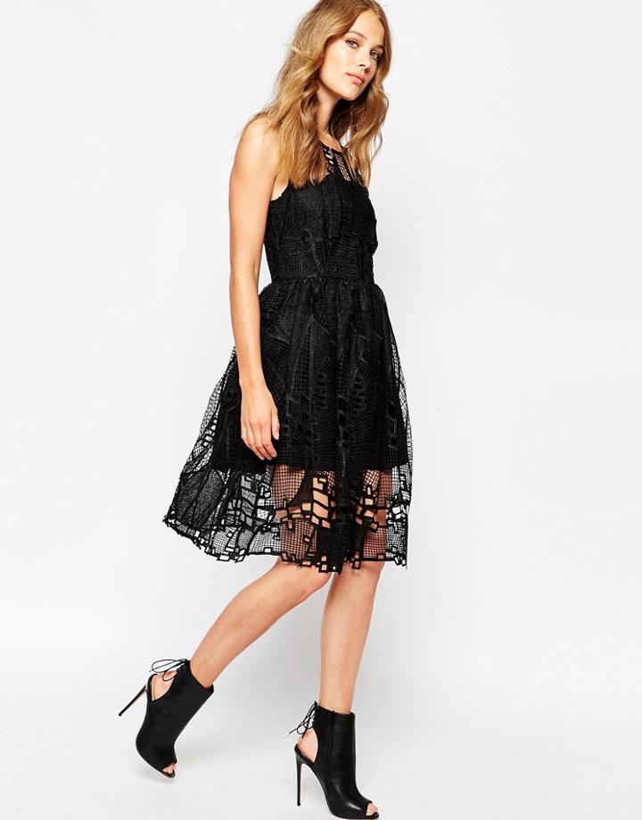 Suncoo Carmen Dress In Layered Mesh - Noir