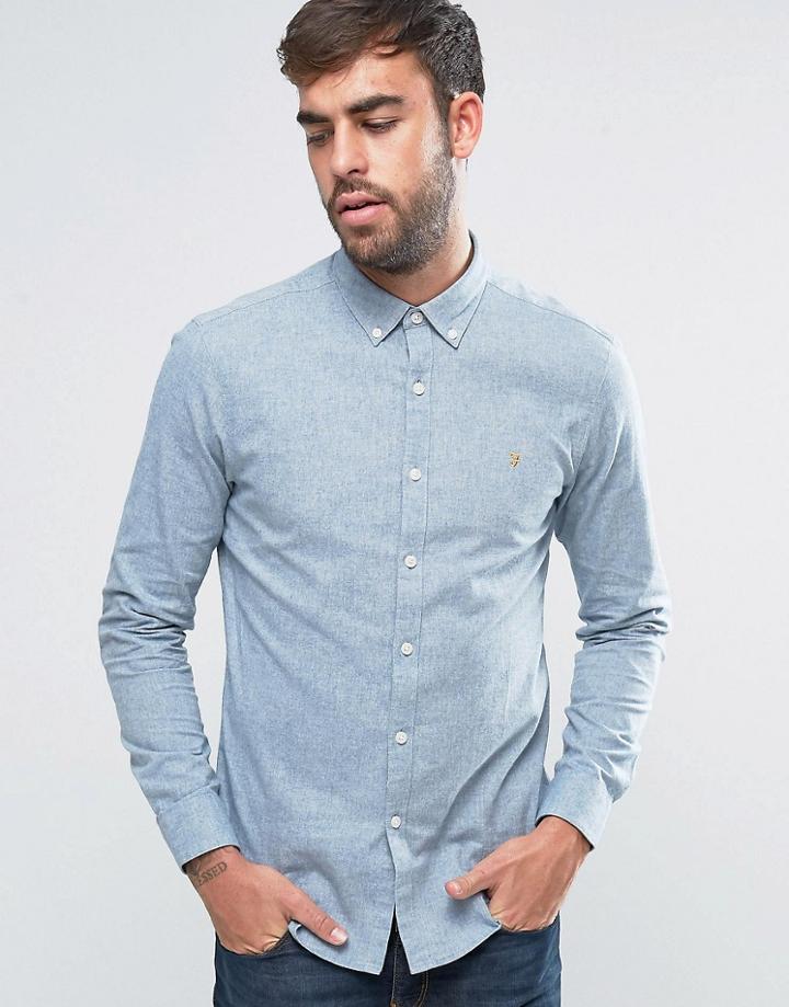 Farah Steen 2 Color Shirt Slim Fit Buttondown Oxford In Gray - Gray