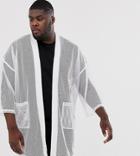 Asos Design Plus Mesh Kimono Cardigan In White