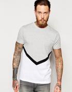 Asos T-shirt With Contrast Panelling In Gray Marl