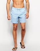 Asos Mid Length Swim Shorts In Blue With Acid Wash - Blue