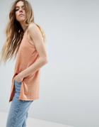 Asos Sleeveless Linen Tank With Seam Detail - Orange