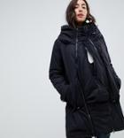 Mama. Licious Padded Parka With Post Birth Functionality - Black