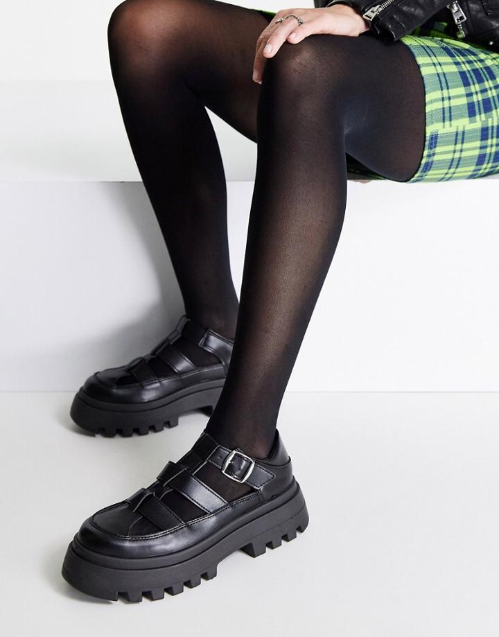 Asos Design Mogo Chunky Fisherman Flat Shoes In Black