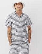 Parlez Galeas Two-piece Stripe Shirt With Revere Collar In White