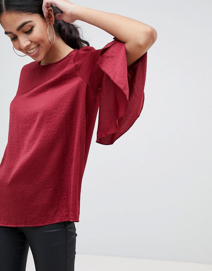 Ax Paris Ruffle Sleeve Top - Purple