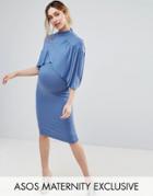 Asos Maternity Nursing Ruffle Double Layer Dress - Blue