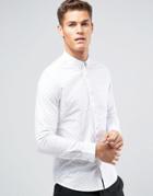 Burton Menswear Slim Printed Oxford Shirt In White - White