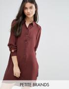 Vero Moda Petite Shirt Dress With Slits - Brown