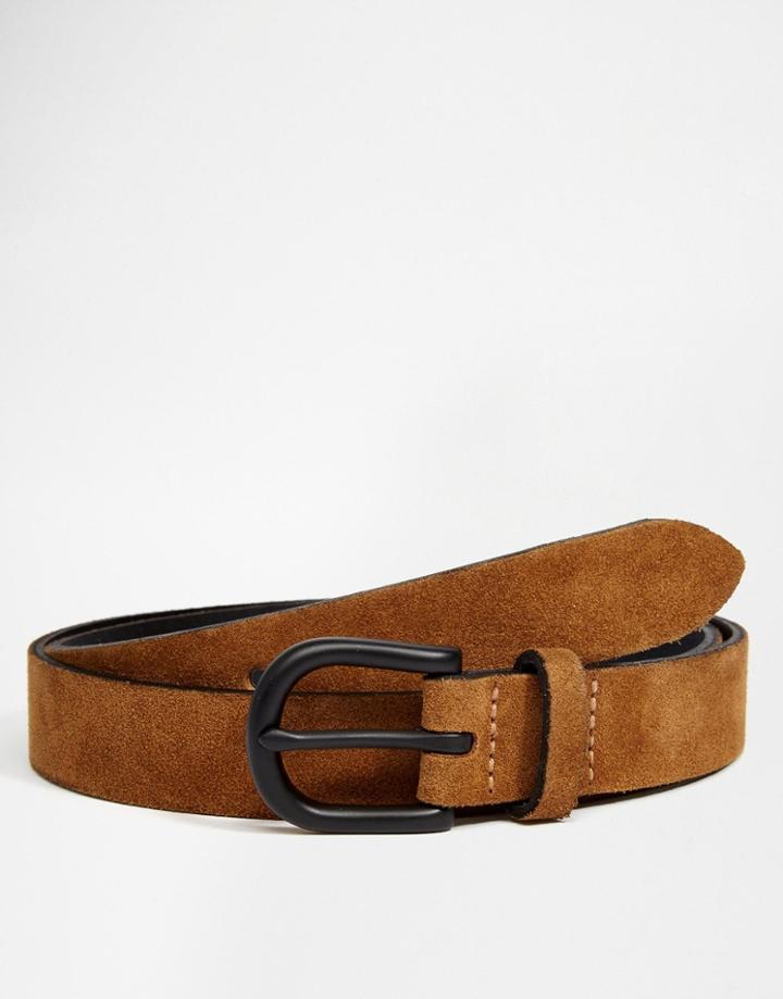 Asos Suede Belt In Tan - Tan