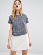 Native Youth Woven Brushed Check Crop Blouse - Black