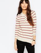 Asos Sweater With Stripe And Polo Collar - Multi