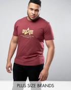 Alpha Industries Plus Logo T-shirt Regular Fit In Burgundy - Red