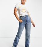 Pull & Bear Tall 90s Straight Leg Jean With Split Hem In Blue-blues