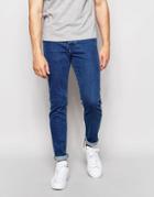 Pull & Bear Slim Jeans In Mid Wash Blue - Blue