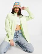 Influence Poplin Shirt With Gathered Sleeve In Green