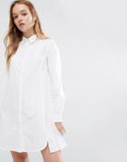 Native Youth Button Front Shirt Dress - White